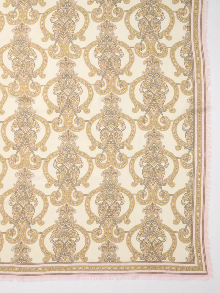 JMcLaughlin Bellini Scarf In Gilded Paisley Border Creamsand Women Scarves JMcLaughlin Bellini Scarf In Gilded Paisley Border Creamsand Women Scarves