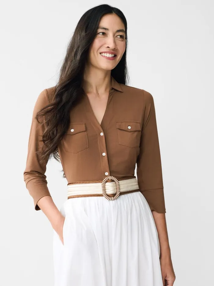 JMcLaughlin Brynn Lyford Jersey Shirt Acorn Women Shirts and Tops