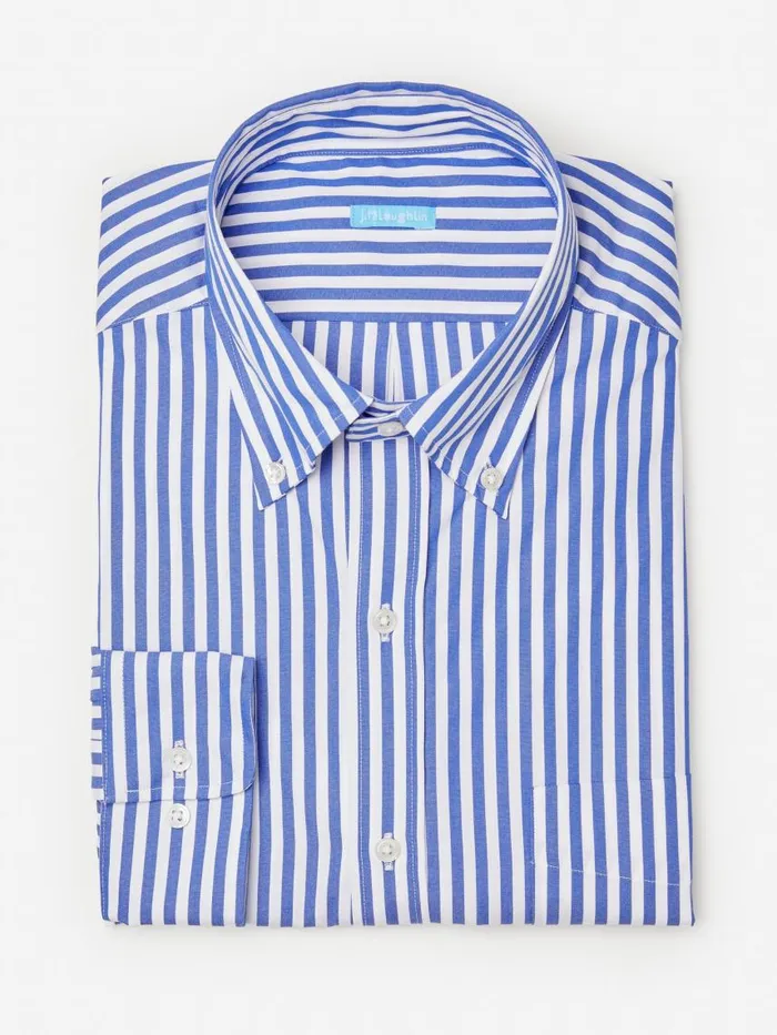 JMcLaughlin Collis Classic Fit Shirt In Bengal Stripe Royal Bluewhite Men Shirts JMcLaughlin Collis Classic Fit Shirt In Bengal Stripe Royal Bluewhite Men Shirts