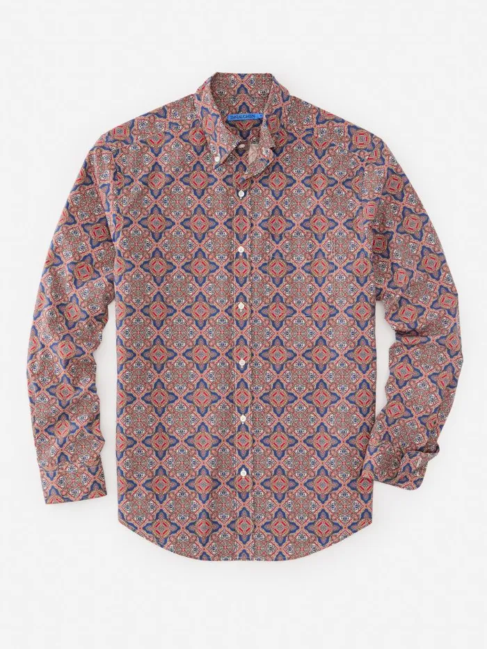 JMcLaughlin Collis Classic Fit Shirt In Mini Paisley Tile Navybrown Men Shirts JMcLaughlin Collis Classic Fit Shirt In Mini Paisley Tile Navybrown Men Shirts