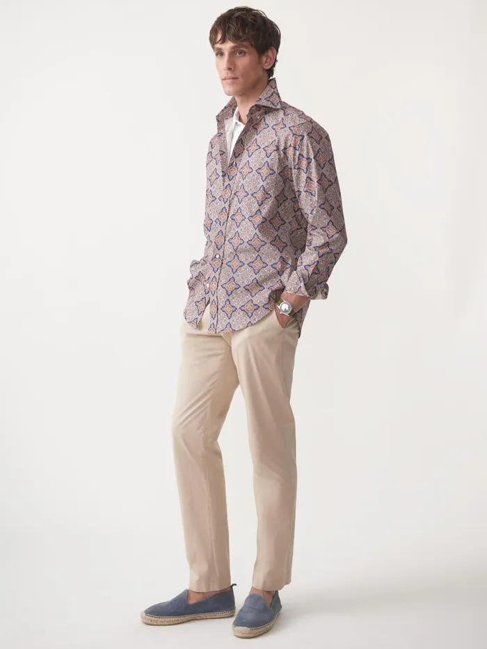 JMcLaughlin Collis Classic Fit Shirt In Mini Paisley Tile Navybrown Men Shirts JMcLaughlin Collis Classic Fit Shirt In Mini Paisley Tile Navybrown Men Shirts
