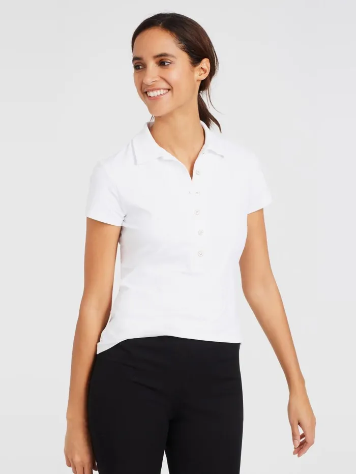 JMcLaughlin Court Cap Sleeve Polo White Women Shirts and Tops