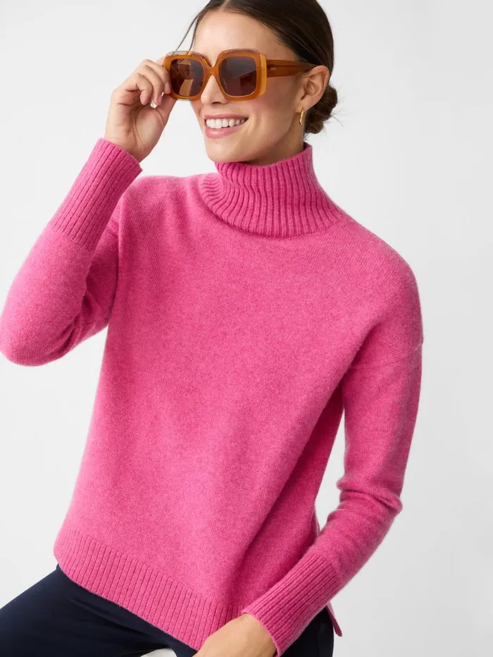 JMcLaughlin Dina Cashmere Turtleneck Heather Blush Women Sweaters JMcLaughlin Dina Cashmere Turtleneck Heather Blush Women Sweaters