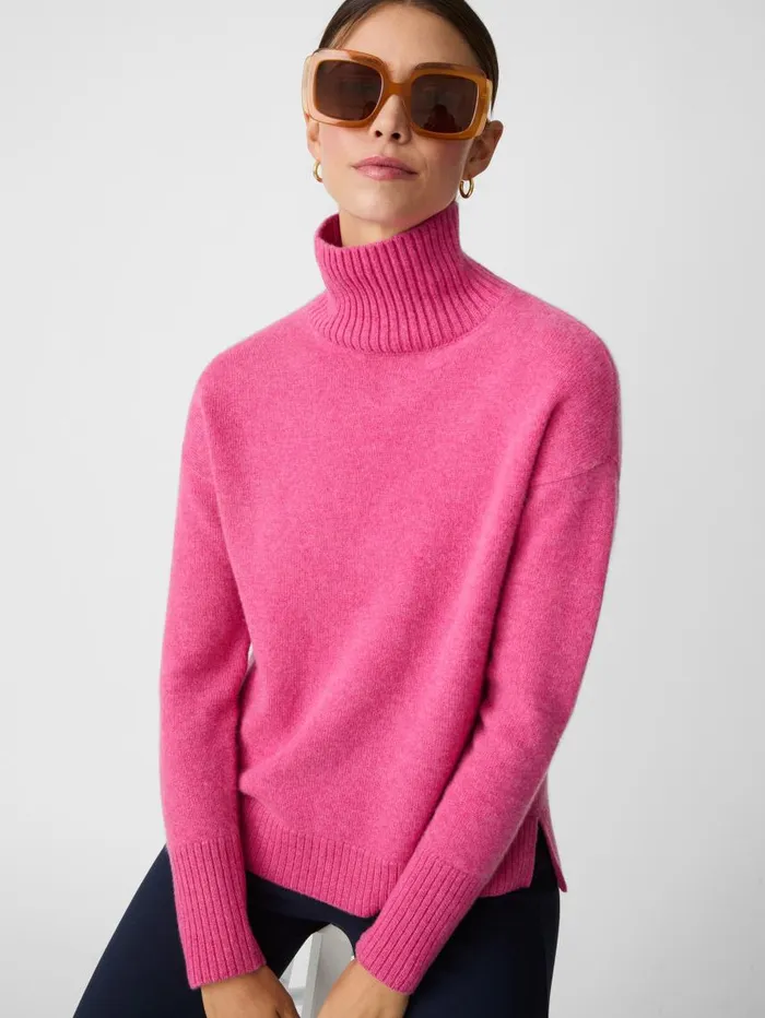 JMcLaughlin Dina Cashmere Turtleneck Heather Blush Women Sweaters JMcLaughlin Dina Cashmere Turtleneck Heather Blush Women Sweaters