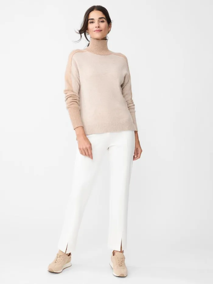 JMcLaughlin Dina Cashmere Turtleneck In Color Block Heather Oatmealcamel Women Sweaters JMcLaughlin Dina Cashmere Turtleneck In Color Block Heather Oatmealcamel Women Sweaters