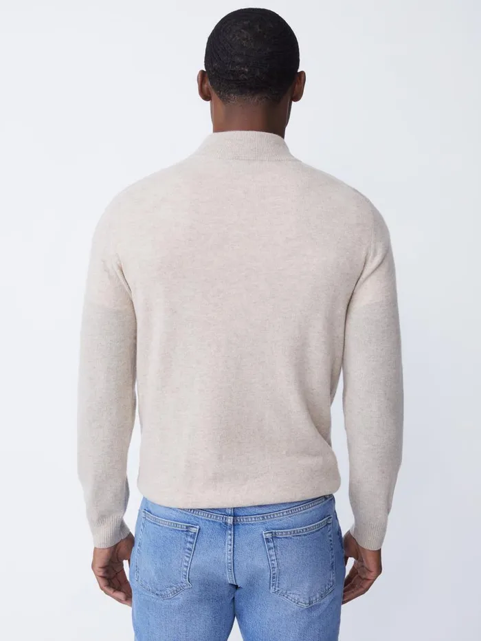 JMcLaughlin Henry Cashmere 14 Zip Heather Oatmeal Men Sweaters JMcLaughlin Henry Cashmere 14 Zip Heather Oatmeal Men Sweaters