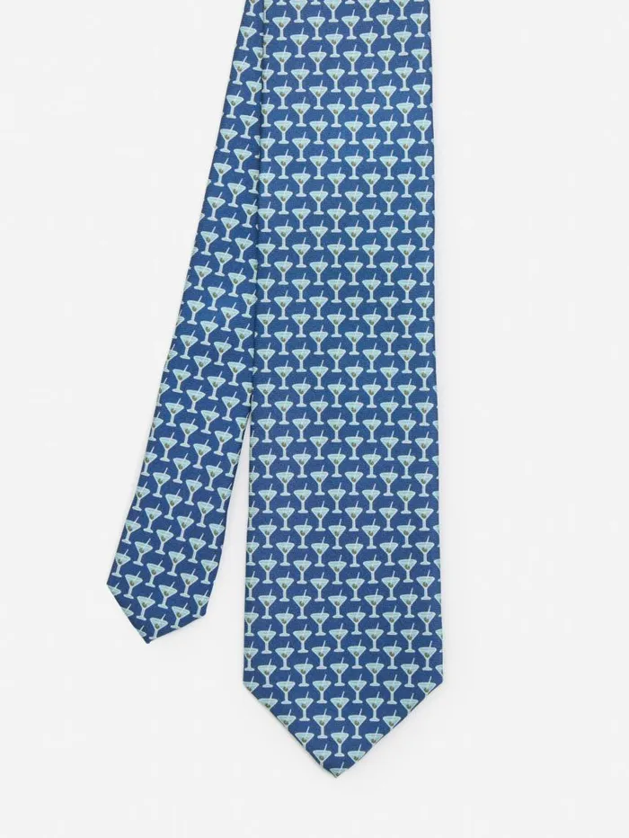 JMcLaughlin Italian Silk Tie In Martini Navy Men Ties