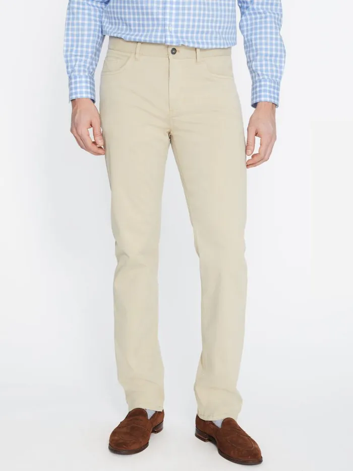 JMcLaughlin Parker 5Pocket Straight Pants In Stretch Cotton Sateen Stone Men Pants