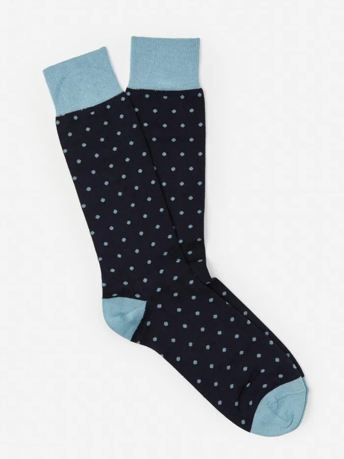 JMcLaughlin Socks In Polka Dots Aquanavy Men Socks
