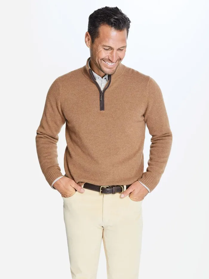 JMcLaughlin Tate Cashmere Sweater Light Coffee Men Sweaters