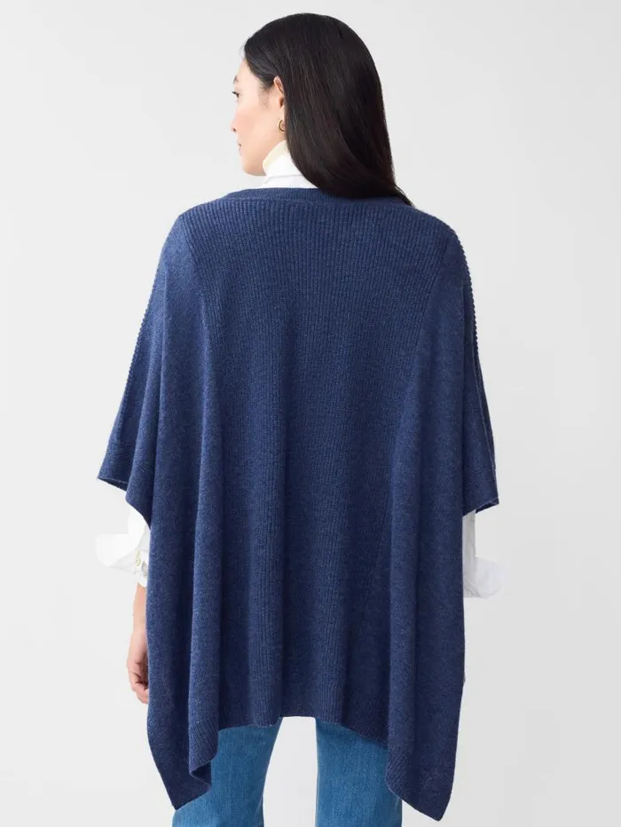 JMcLaughlin Yolanda Cashmere Poncho Denim Women Jackets and Outerwear JMcLaughlin Yolanda Cashmere Poncho Denim Women Jackets and Outerwear