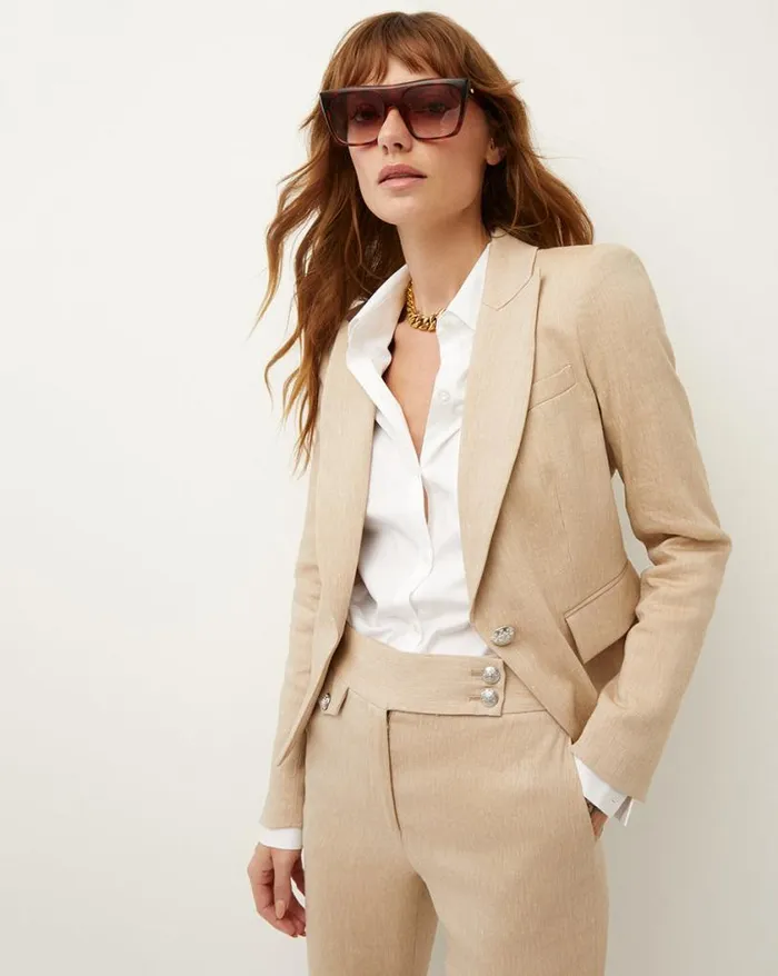 Jackets and Outerwear ShopJackets Veronica Beard Hosanna Linen Dickey Jacket Khaki Melange