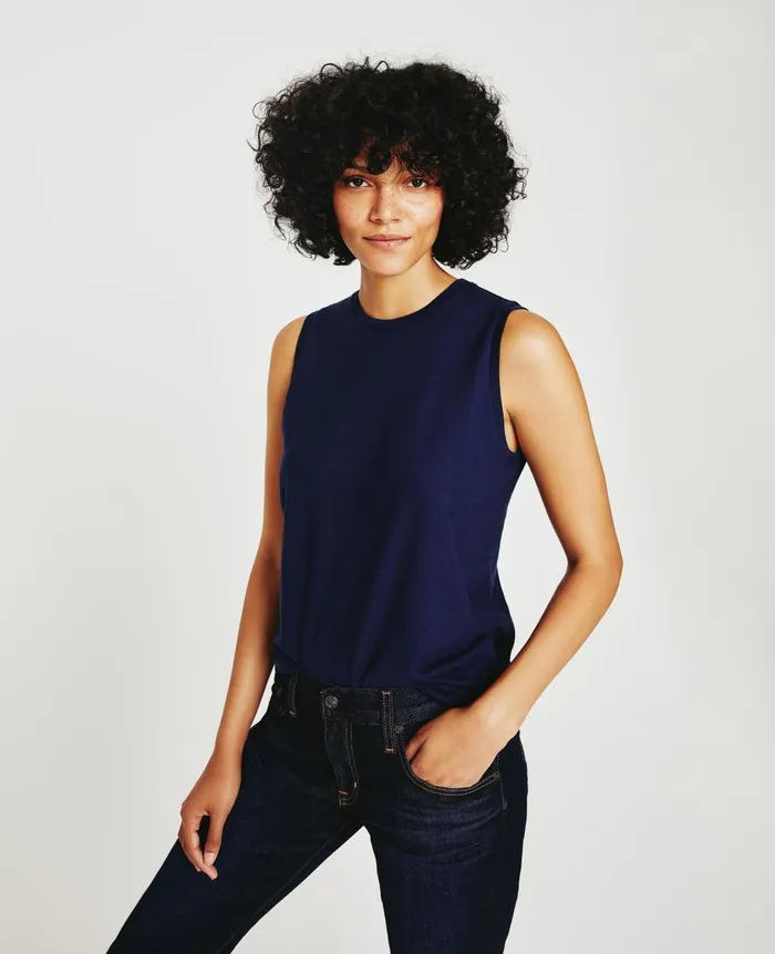 Jagger Muscle Tank Deep Navy Women AG Jeans Tees and Tanks Jagger Muscle Tank Deep Navy Women AG Jeans Tees and Tanks