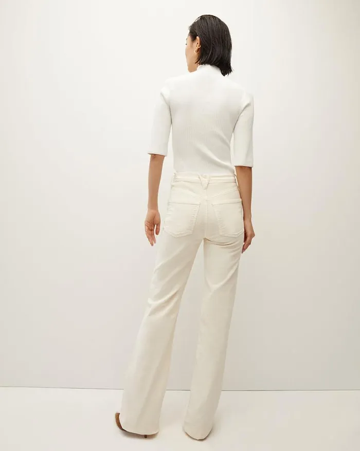 Jeans Shop Veronica Beard Crosbie Corduroy Slim WideLeg Pant Ecru