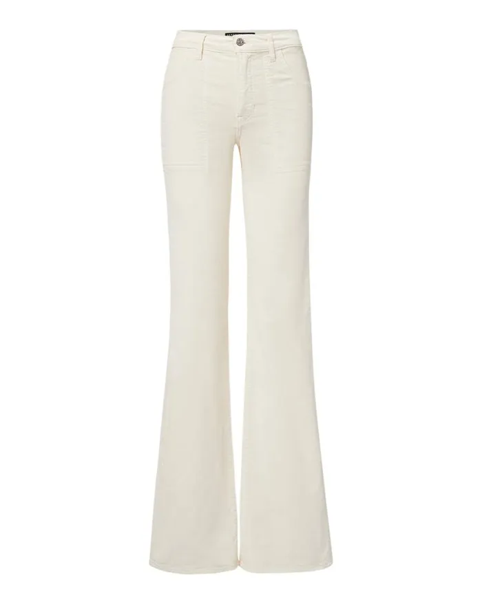 Jeans Shop Veronica Beard Crosbie Corduroy Slim WideLeg Pant Ecru