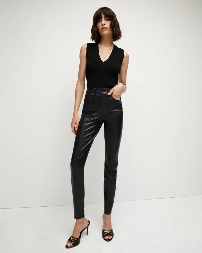Jeans Shop Veronica Beard Debbie Skinny Vegan Leather Pant Black