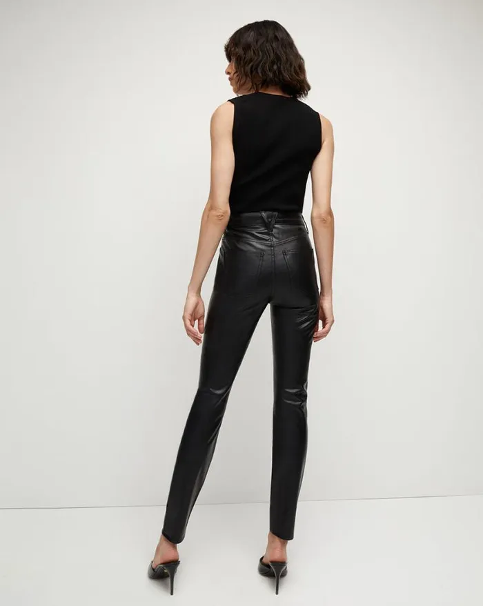Jeans Shop Veronica Beard Debbie Skinny Vegan Leather Pant Black