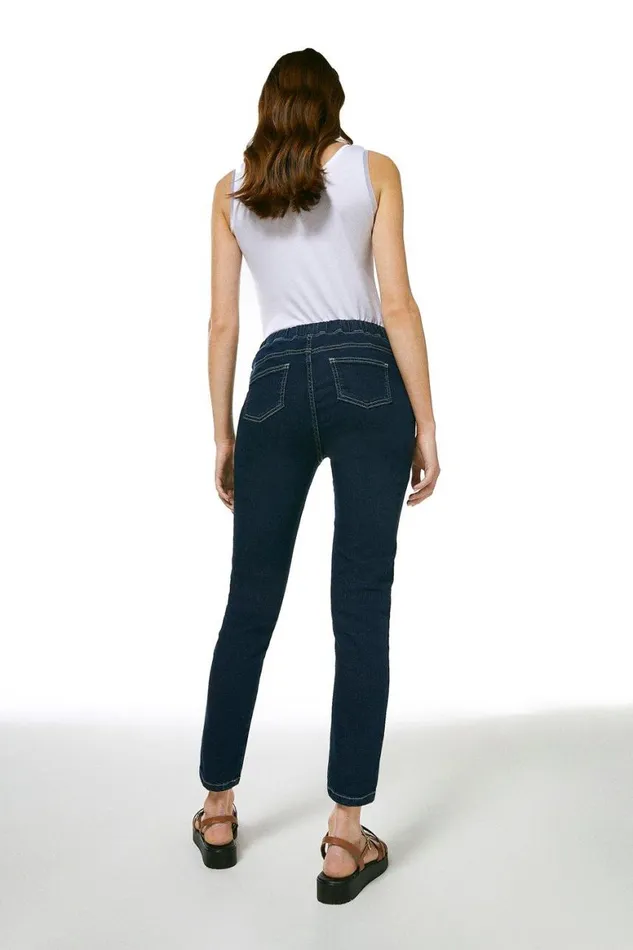 Jeans Women Karen Millen Mid Rise Skinny PullOn Stretch Jeans Indigo
