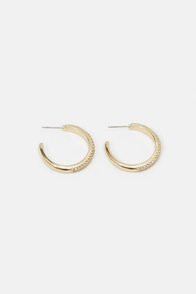 Jewellery Women Karen Millen Diamante Hoop Earrings Gold