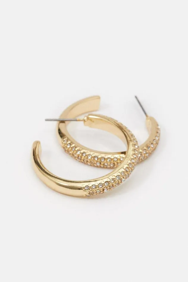 Jewellery Women Karen Millen Diamante Hoop Earrings Gold
