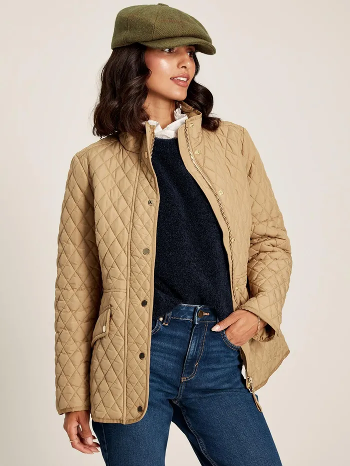 Joules Coats and Jackets Brown Showerproof Diamond Quilted Jacket 8211 Women
