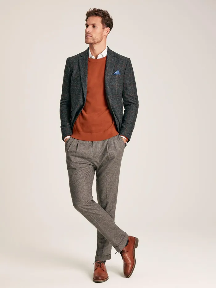 Joules Coats and Jackets Charcoal Grey Windowpane Check Wool Rich Blazer 8211 Men