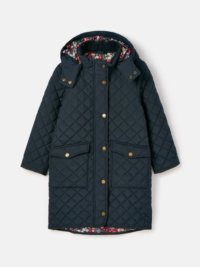 Joules Coats and Jackets Navy Showerproof Padded Quilted Coat 8211 Girls