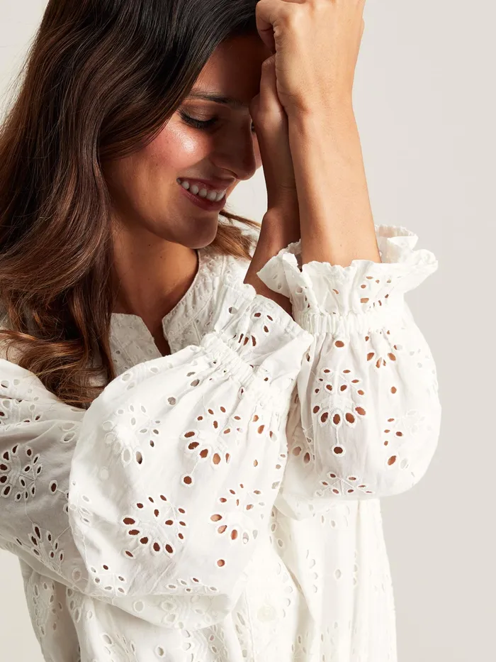 Joules Dresses Chalk White Broderie Dress 8211 Women