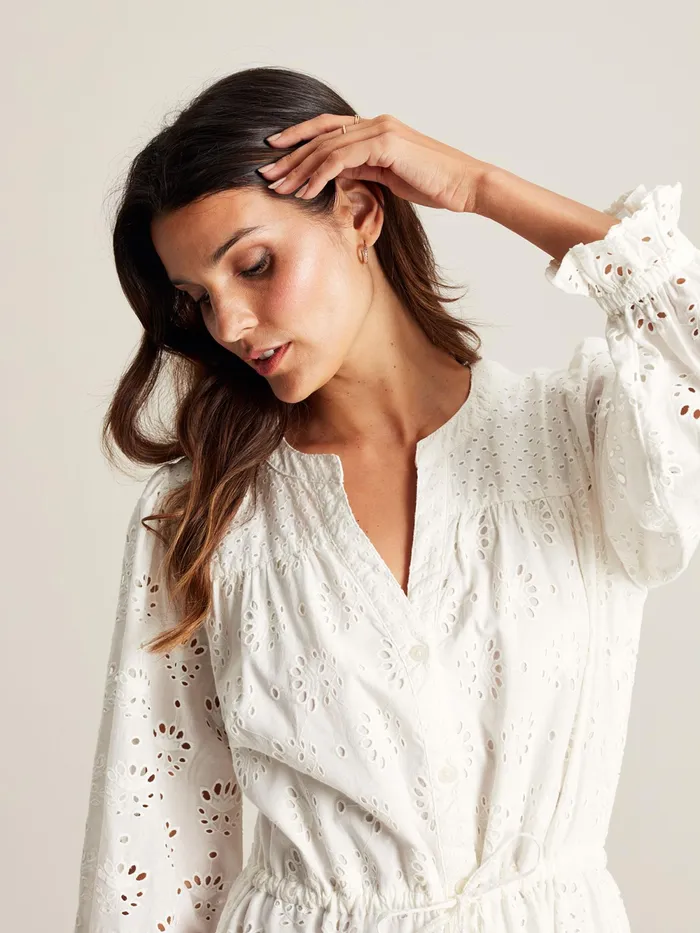 Joules Dresses Chalk White Broderie Dress 8211 Women