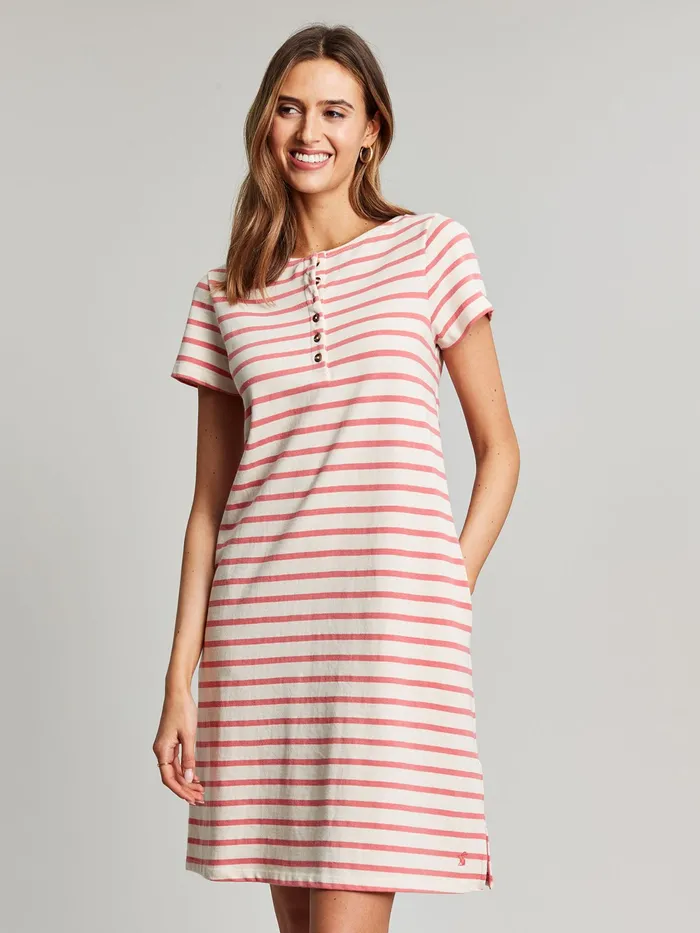 Joules Dresses Pink Henley Button Down ALine Dress 8211 Women