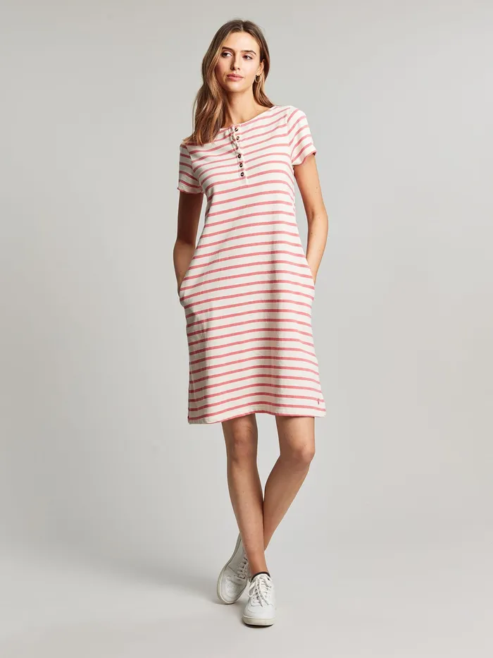 Joules Dresses Pink Henley Button Down ALine Dress 8211 Women