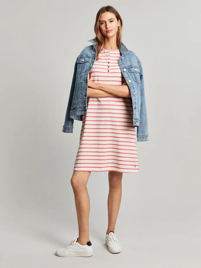 Joules Dresses Pink Henley Button Down ALine Dress 8211 Women