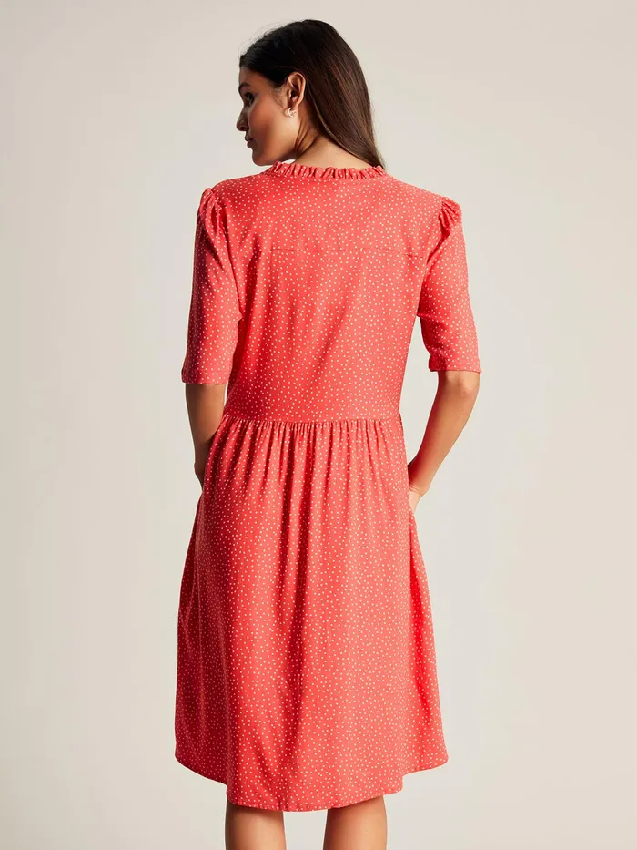 Joules Dresses Red Frill Neckline Short Dress 8211 Women