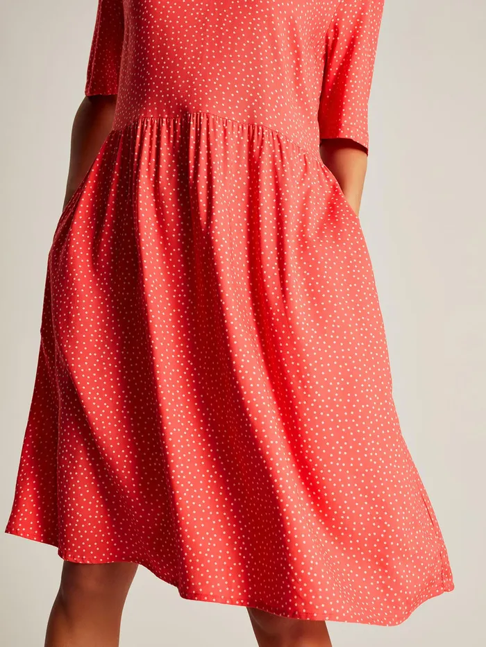 Joules Dresses Red Frill Neckline Short Dress 8211 Women