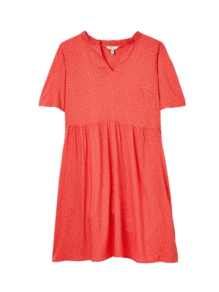 Joules Dresses Red Frill Neckline Short Dress 8211 Women