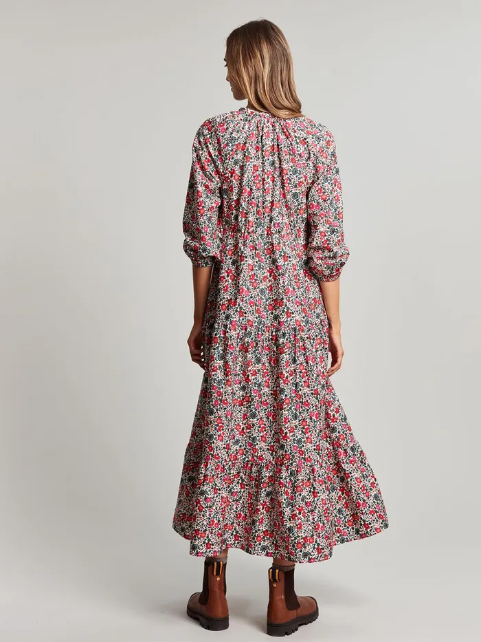 Joules Dresses White Melody Tiered Scallop Frill Neck Dress 8211 Women