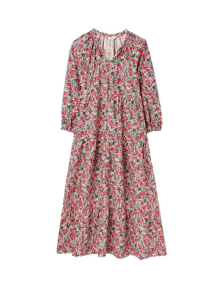 Joules Dresses White Melody Tiered Scallop Frill Neck Dress 8211 Women