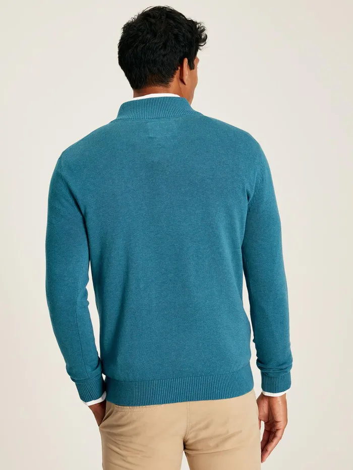 Joules Knitwear Blue Knitted Quarter Zip Jumper 8211 Men