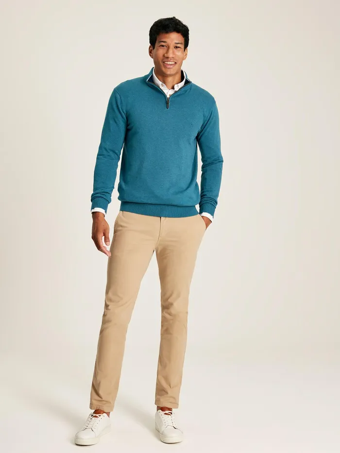 Joules Knitwear Blue Knitted Quarter Zip Jumper 8211 Men
