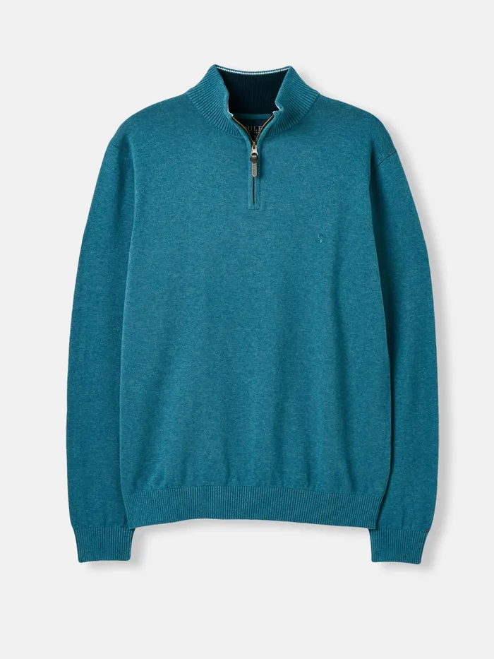 Joules Knitwear Blue Knitted Quarter Zip Jumper 8211 Men