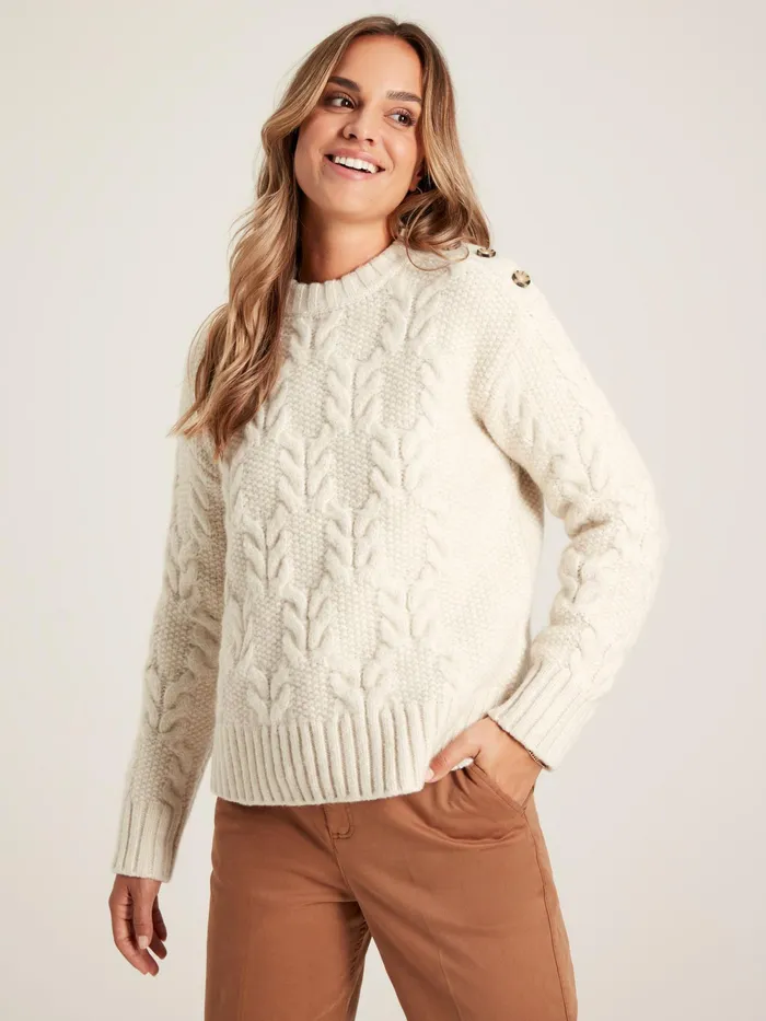 Joules Knitwear Cream Cable Knit Jumper 8211 Women