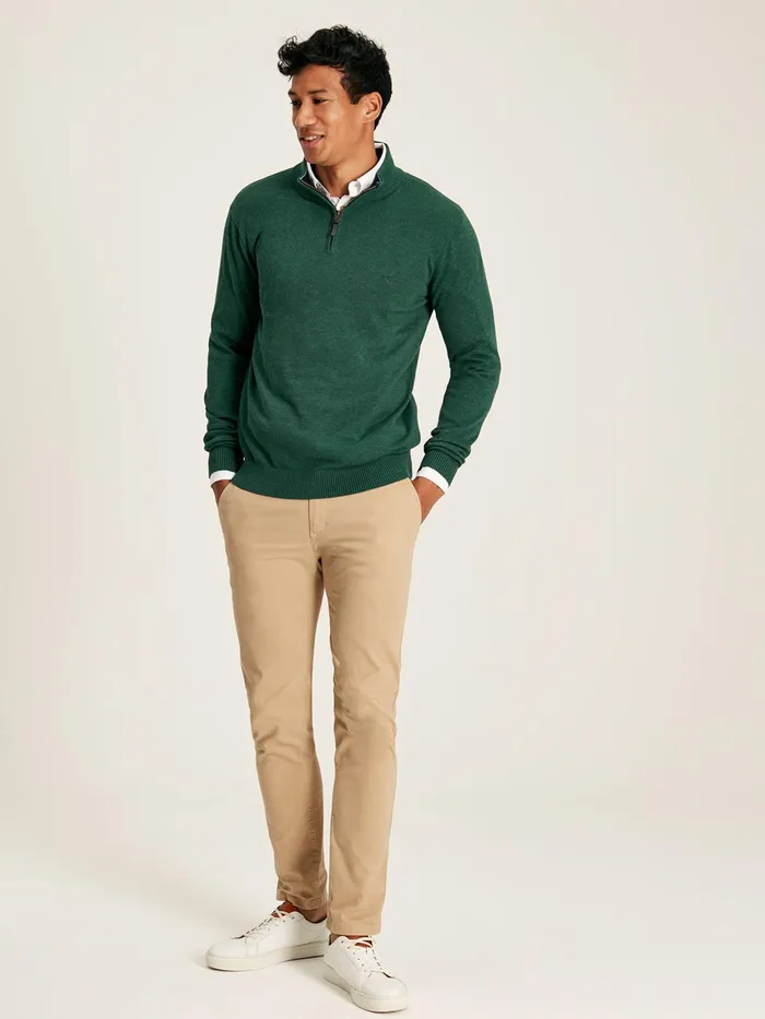 Joules Knitwear Green Knitted Quarter Zip Jumper 8211 Men
