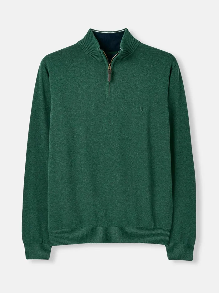 Joules Knitwear Green Knitted Quarter Zip Jumper 8211 Men