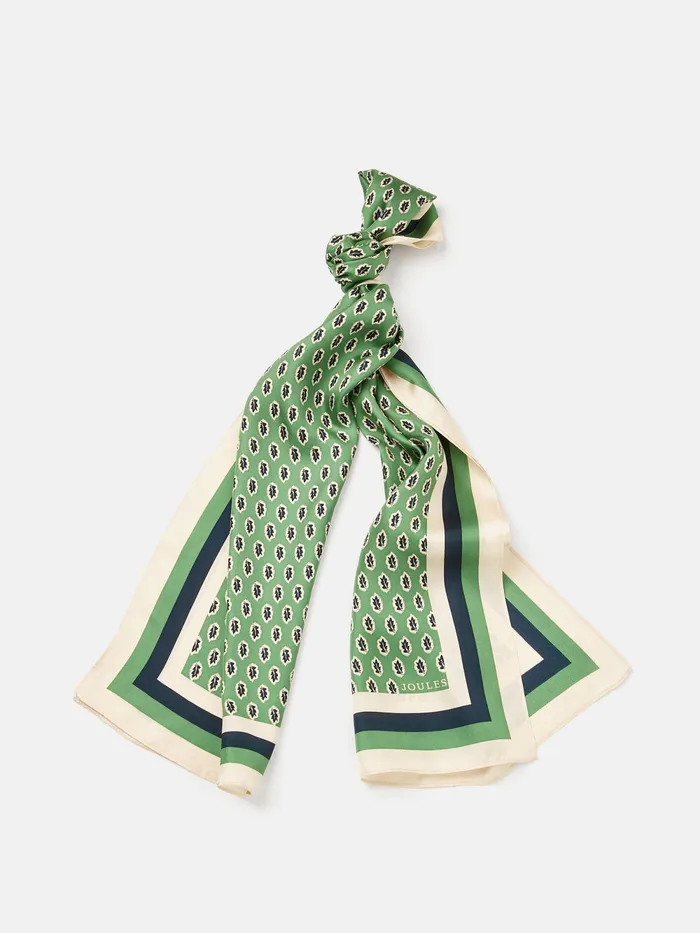 Joules Scarves Green Printed Long Silk Scarf 8211 Women