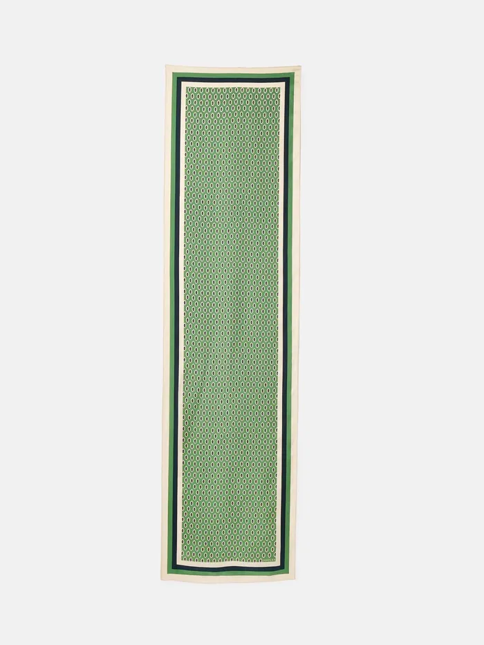 Joules Scarves Green Printed Long Silk Scarf 8211 Women
