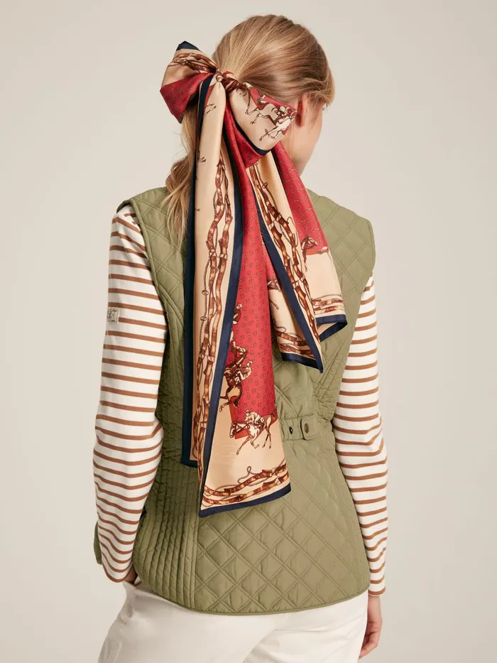 Joules Scarves Red Printed Long Silk Scarf 8211 Women