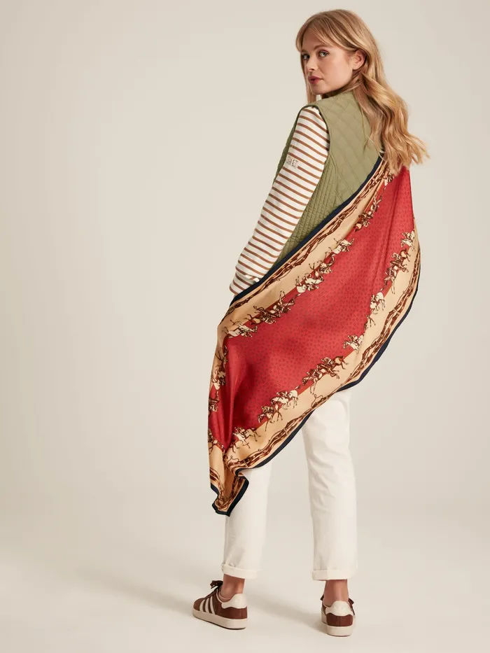 Joules Scarves Red Printed Long Silk Scarf 8211 Women