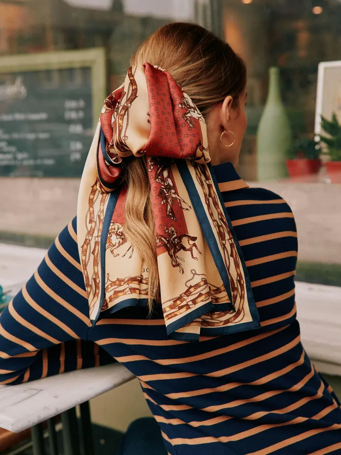 Joules Scarves Red Printed Long Silk Scarf 8211 Women