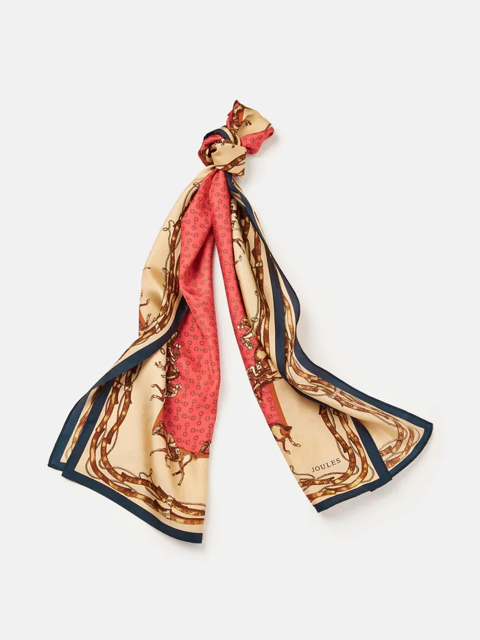Joules Scarves Red Printed Long Silk Scarf 8211 Women