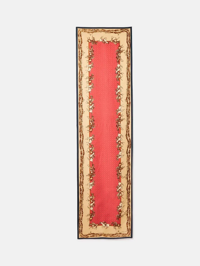 Joules Scarves Red Printed Long Silk Scarf 8211 Women